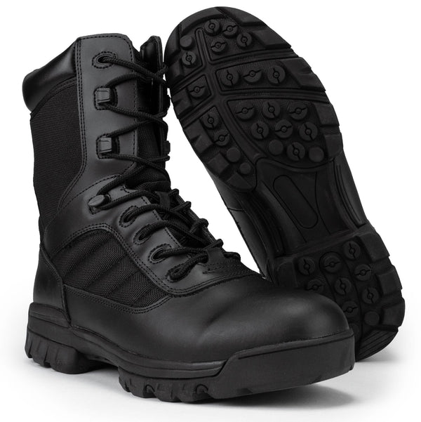Botas tácticas de combate con cremallera lateral CoolMax de 8" (negras)